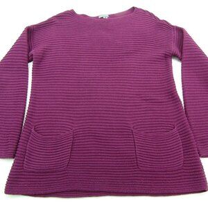 Vince Camuto Sweater Womens Size Medium Ribbed Pull Over Long Sleeve Pockets